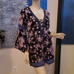 Long Sleeve Floral Romper by Angie
